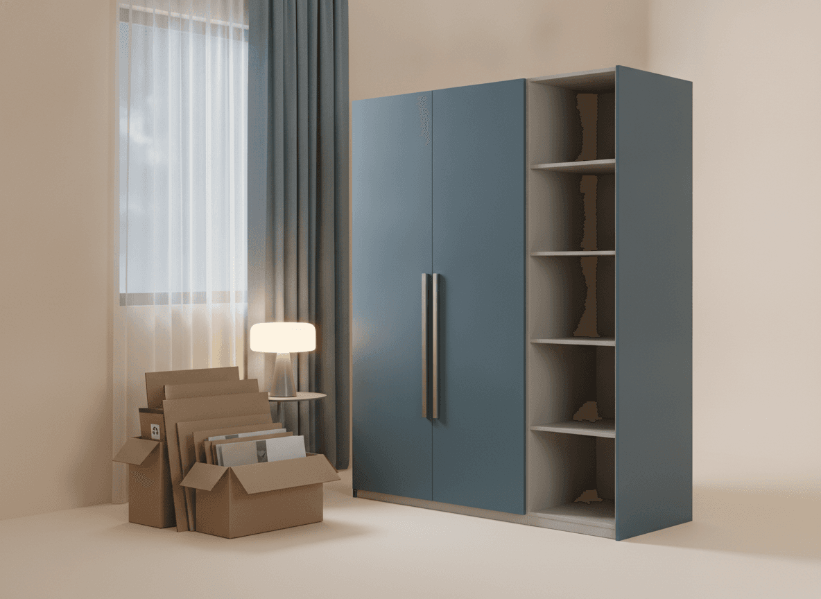 Assembled wardrobe from flat-pack